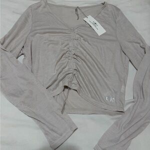 Calvin Klein Women's Ruched Long Sleeve Top